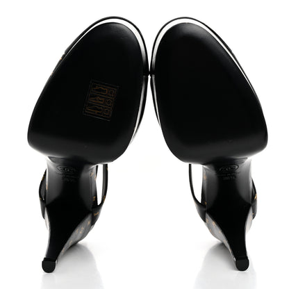 Chanel Printed Lambskin CC Platform Pumps 36.5 Black Gold 5 of 8