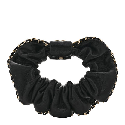 Chanel Lambskin Chain CC Hair Scrunchie Black Gold 3 of 5