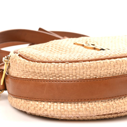 Saint Laurent Raffia Calfskin Round Camera Bag Golden Ecru Brick 9 of 10