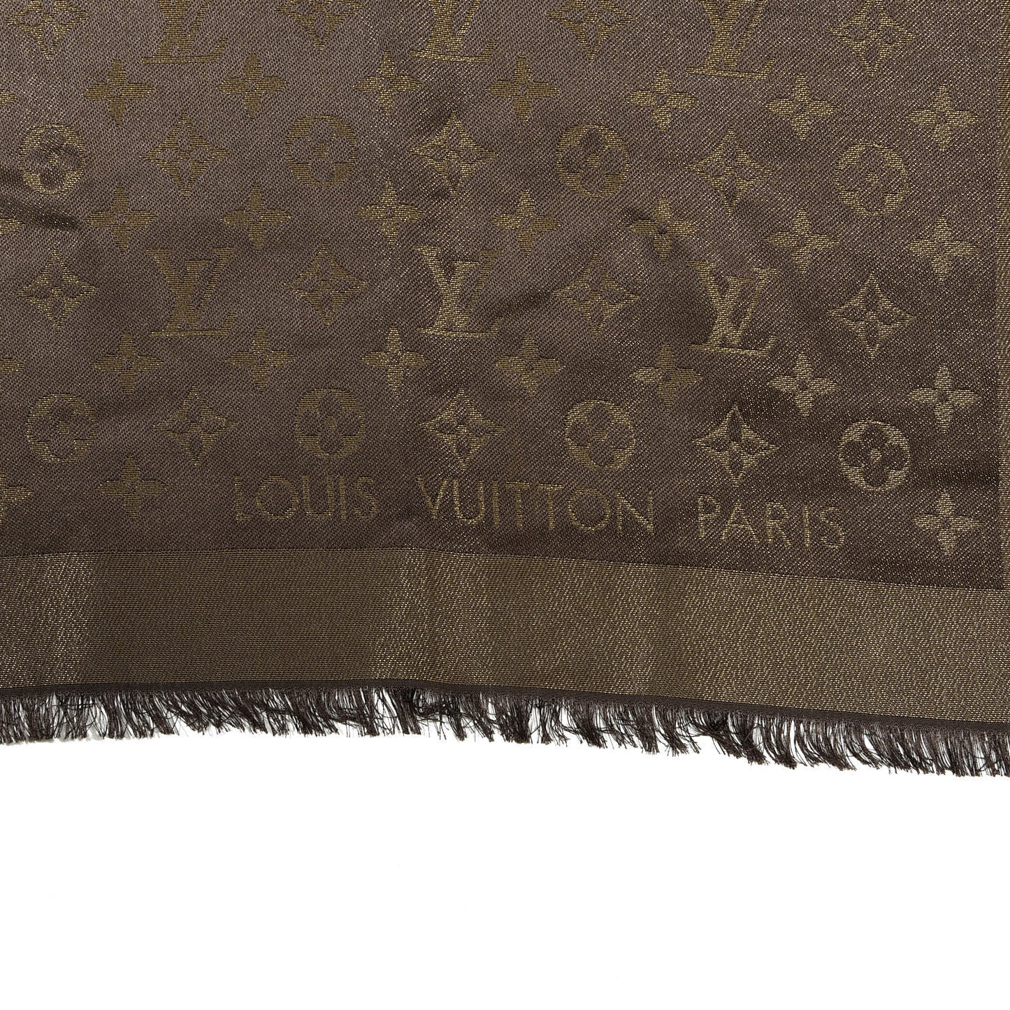 Silk Lurex Wool Monogram Shine Shawl Brown