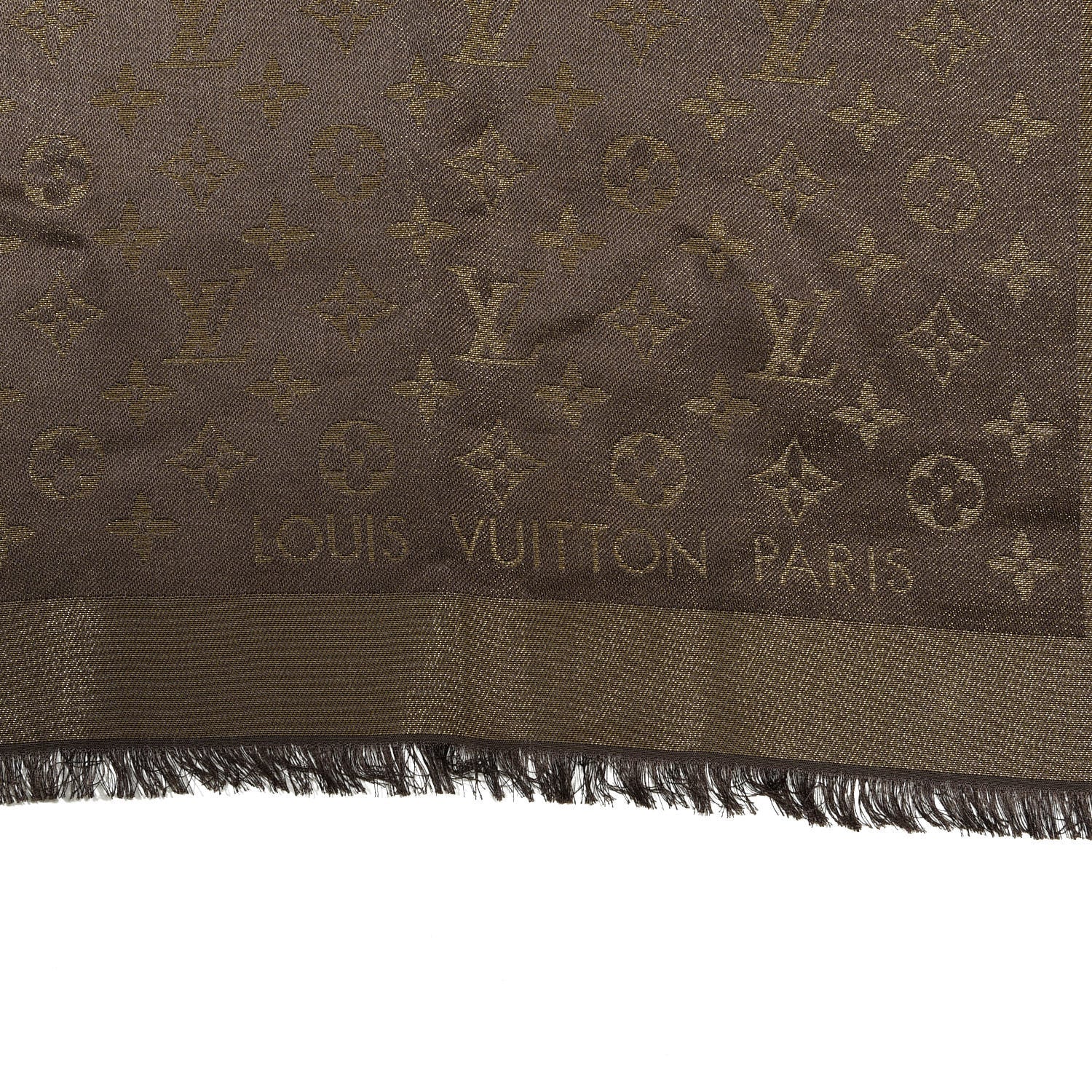 Louis Vuitton Silk Lurex Wool Monogram Shine Shawl Brown 3 of 4
