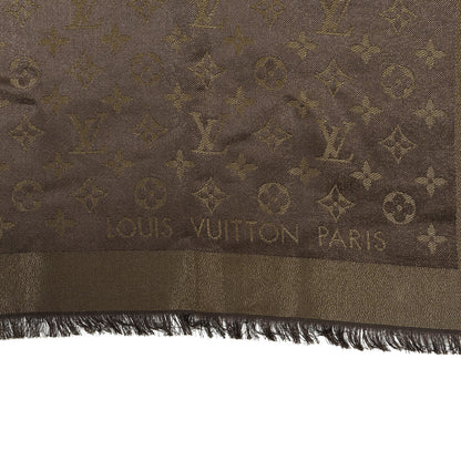 Louis Vuitton Silk Lurex Wool Monogram Shine Shawl Brown 3 of 4