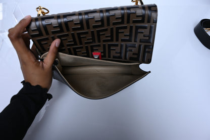 Fendi Vitello Liberty Bi-Color FF 1974 Embossed Kan I Shoulder Bag Black Maya 6 of 14