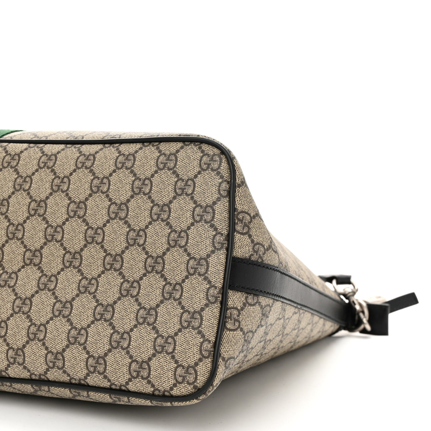 Gucci GG Supreme Monogram Web Medium Zippered Tote Beige Black 10 of 12