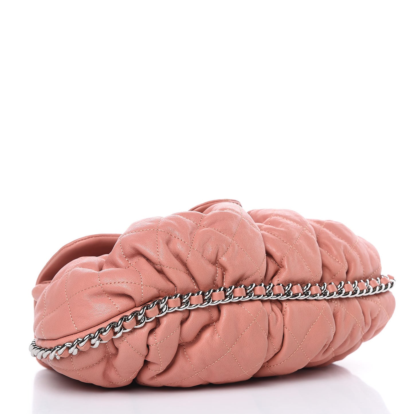 Washed Lambskin Quilted Medium Chain Around Messenger Pink