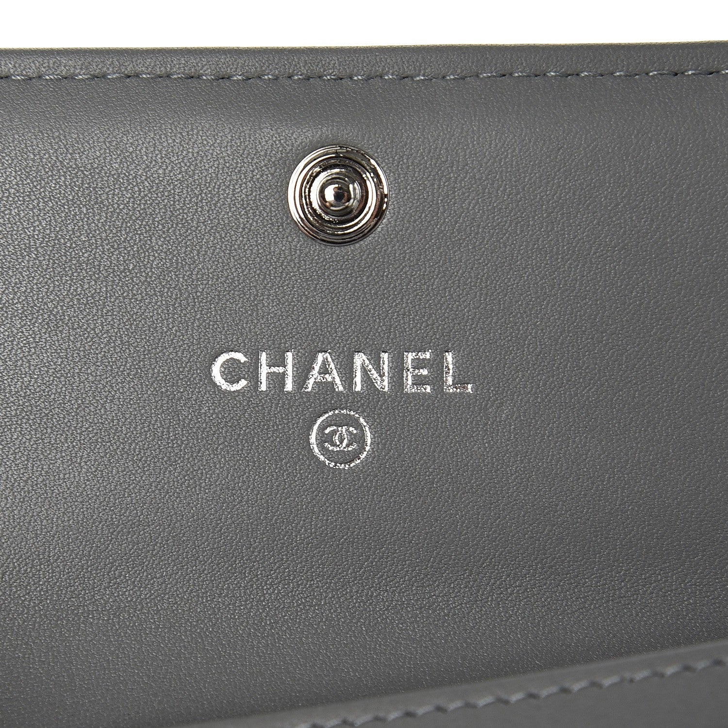 Chanel Lambskin Quilted Boy Card Holder Wallet Grey 6 of 9
