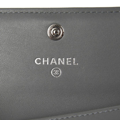 Chanel Lambskin Quilted Boy Card Holder Wallet Grey 6 of 9