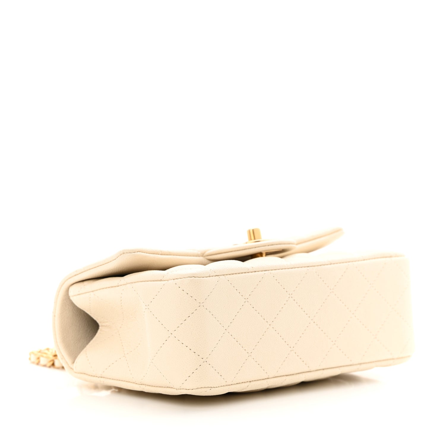 Caviar Quilted Mini Top Handle Rectangular Flap Beige