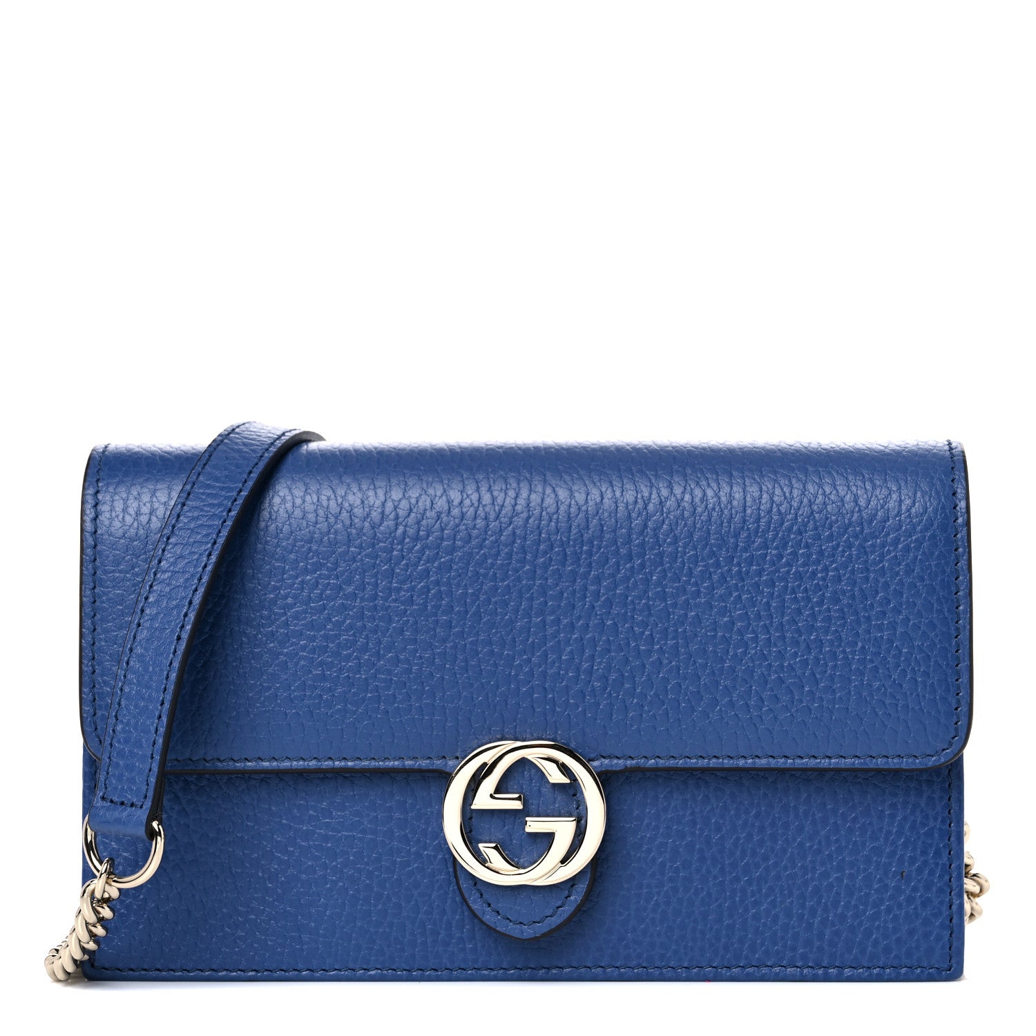 Gucci Dollar Calfskin Interlocking G Chain Wallet Caspian 1 of 9
