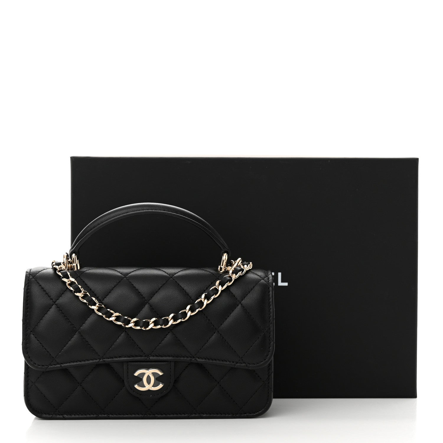Chanel Lambskin Quilted Flap Phone Holder With Chain Black 12 of 12