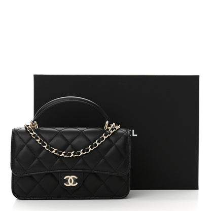 Chanel Lambskin Quilted Flap Phone Holder With Chain Black 12 of 12