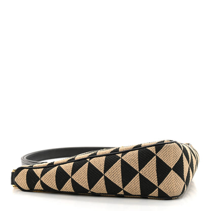 Prada Jacquard Calfskin Triangolo Symbole Embroidered Mini Triangle Double Bag Black Corda 4 of 10