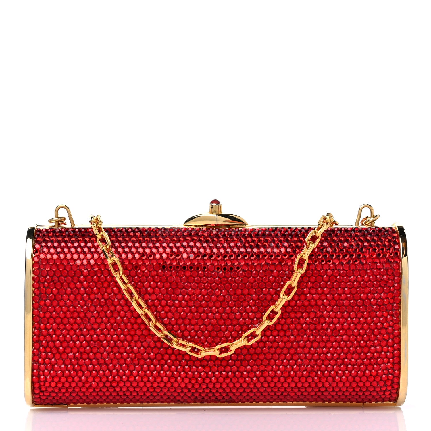 Judith Leiber Crystal Minaudiere Clutch Red 2 of 9
