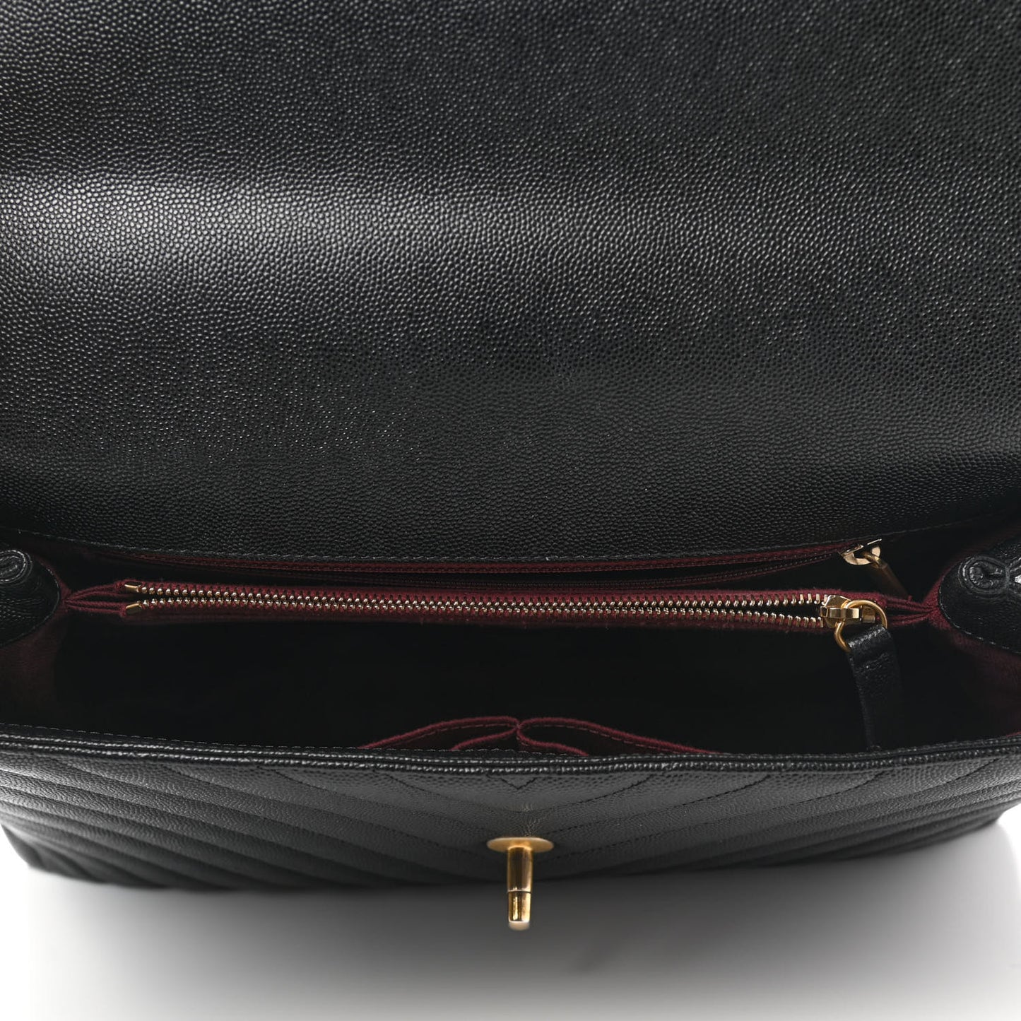 Caviar Chevron Quilted Medium Coco Handle Flap Black