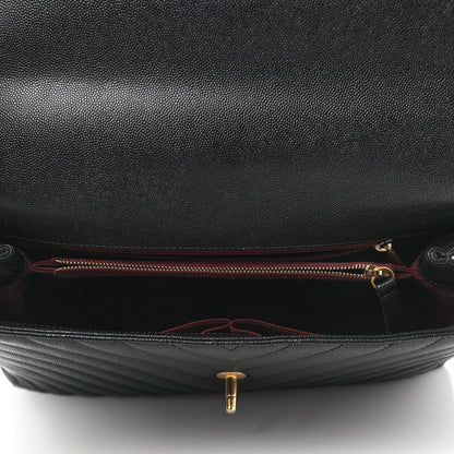 Chanel Caviar Chevron Quilted Medium Coco Handle Flap Black 5 of 11
