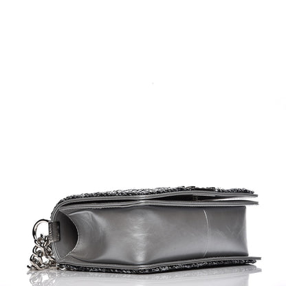 Chanel Metallic Calfskin Chevron Quilted Medium Boy Chained Flap Silver 4 of 10