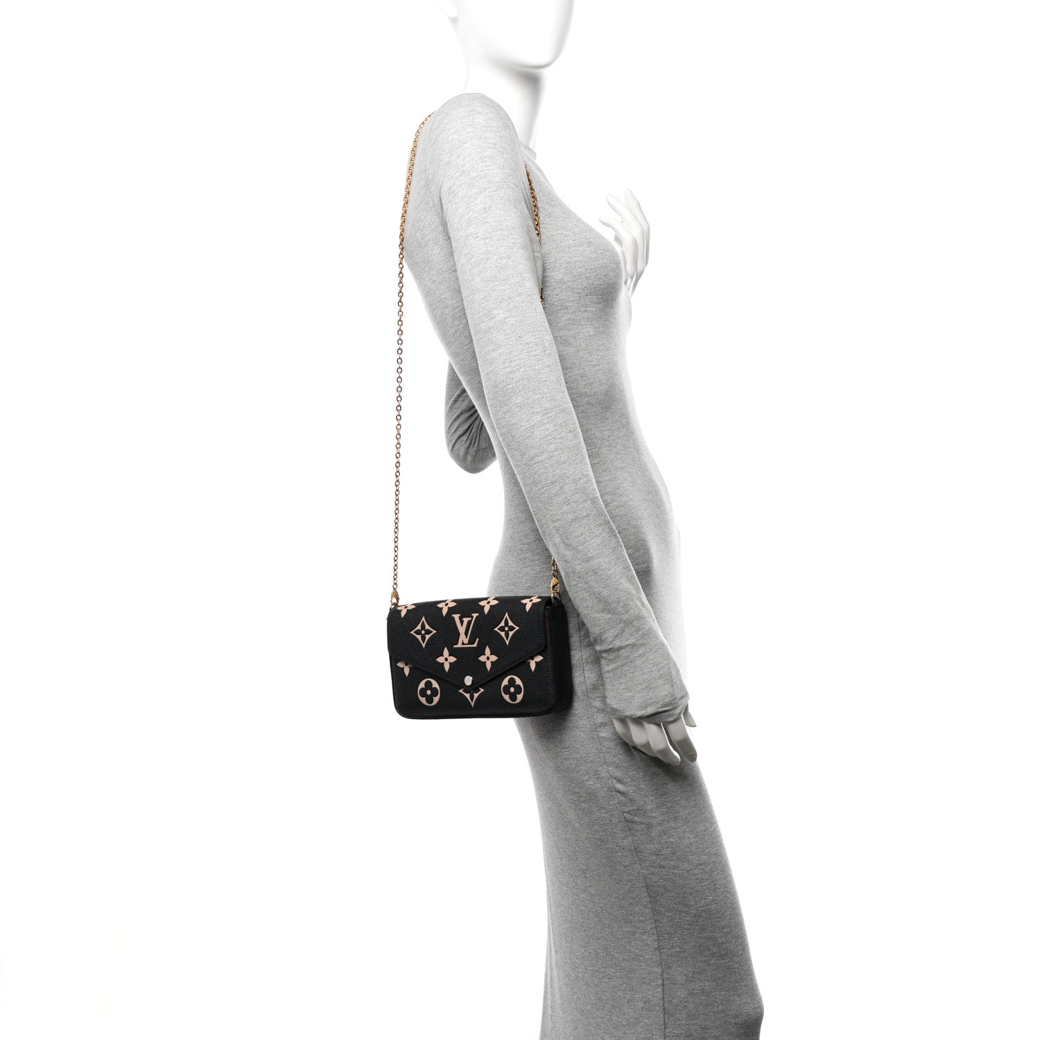 Louis Vuitton Empreinte Monogram Giant Felicie Pochette Black Beige 2 of 12