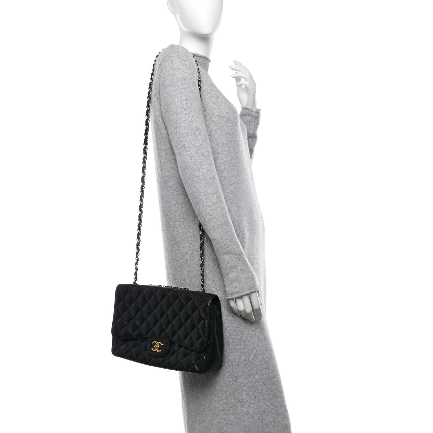 Chanel Caviar Quilted Jumbo Single Flap Black 2 of 13