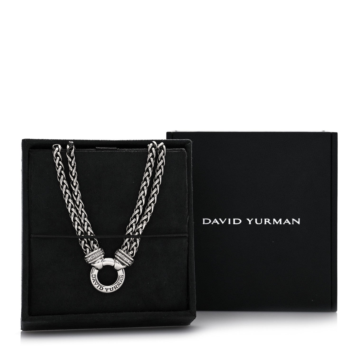 David Yurman Sterling Silver Diamond 18mm Double Wheat Chain Necklace 6 of 6