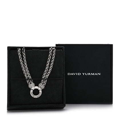 David Yurman Sterling Silver Diamond 18mm Double Wheat Chain Necklace 6 of 6