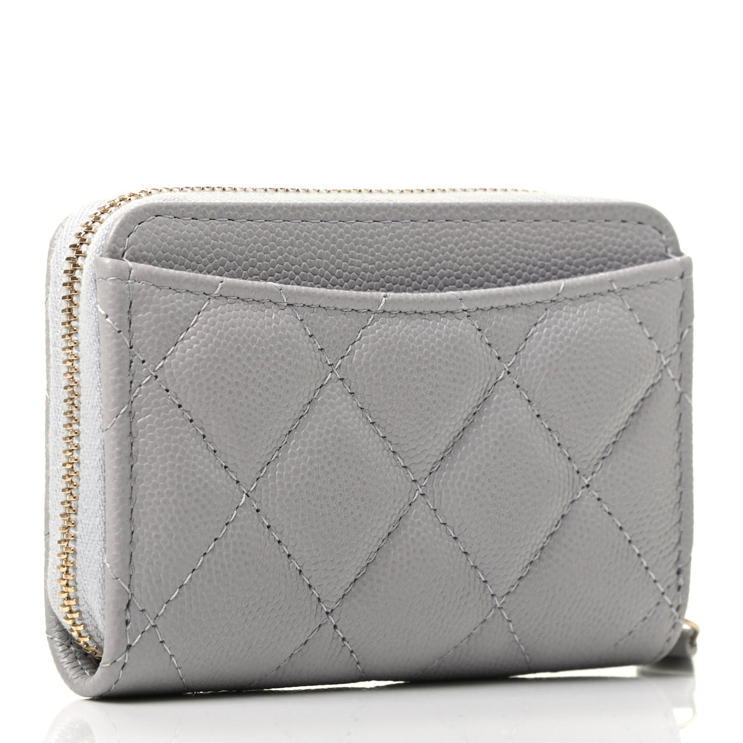 Caviar Quilted Zip Coin Purse Grey