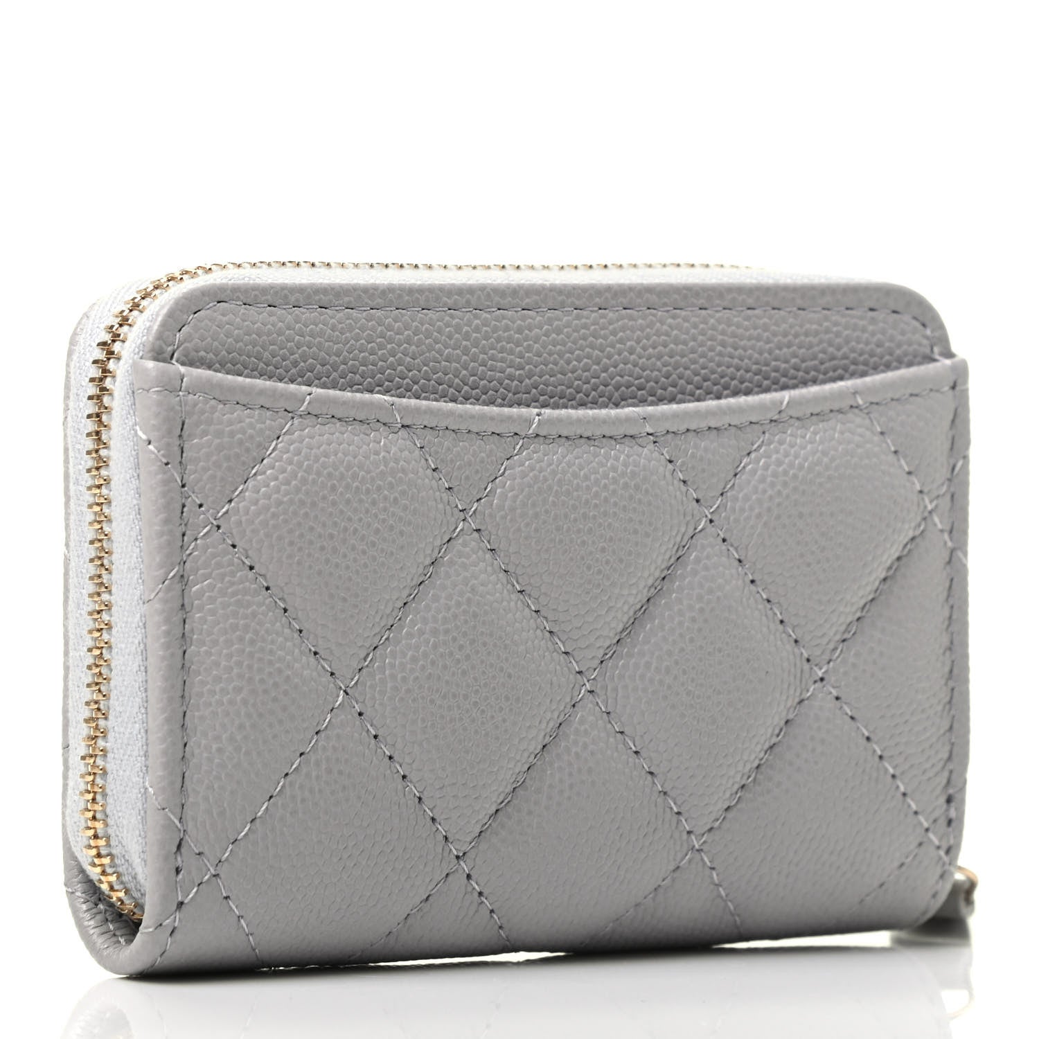 Chanel Caviar Quilted Zip Coin Purse Grey 2 of 3