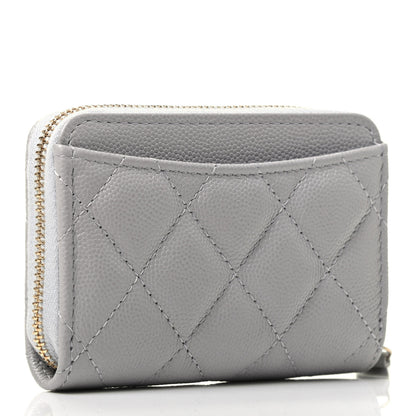 Chanel Caviar Quilted Zip Coin Purse Grey 2 of 3