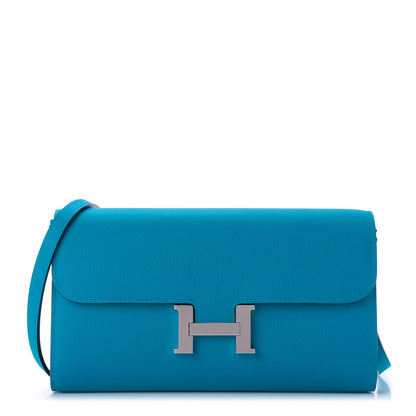 Hermes Evercolor Constance Wallet To Go Blue Zanzibar 1 of 9