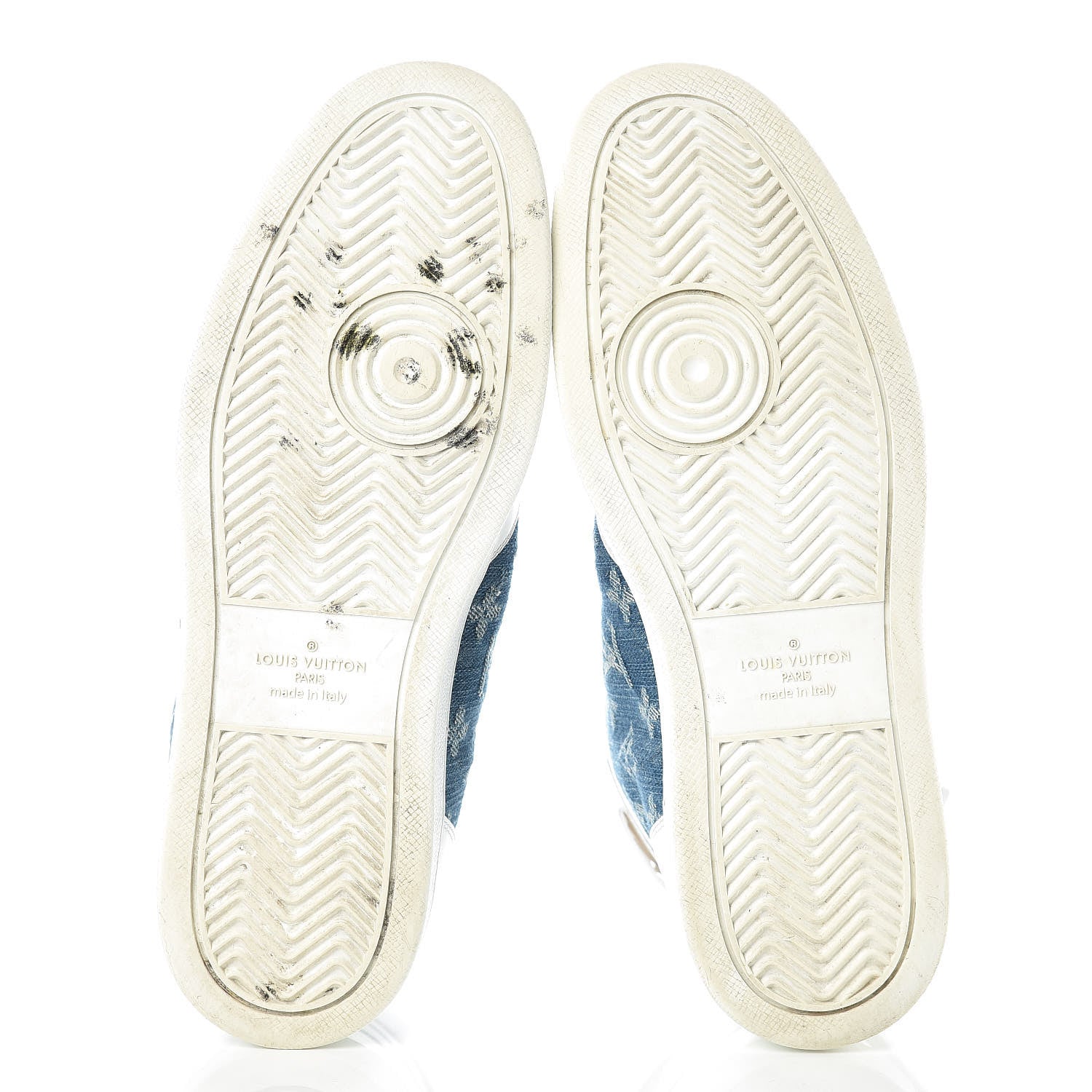 Louis Vuitton Calfskin Monogram Denim Rivoli High Top Sneakers 7.5 White 7 of 16