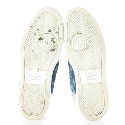 Louis Vuitton Calfskin Monogram Denim Rivoli High Top Sneakers 7.5 White 7 of 16