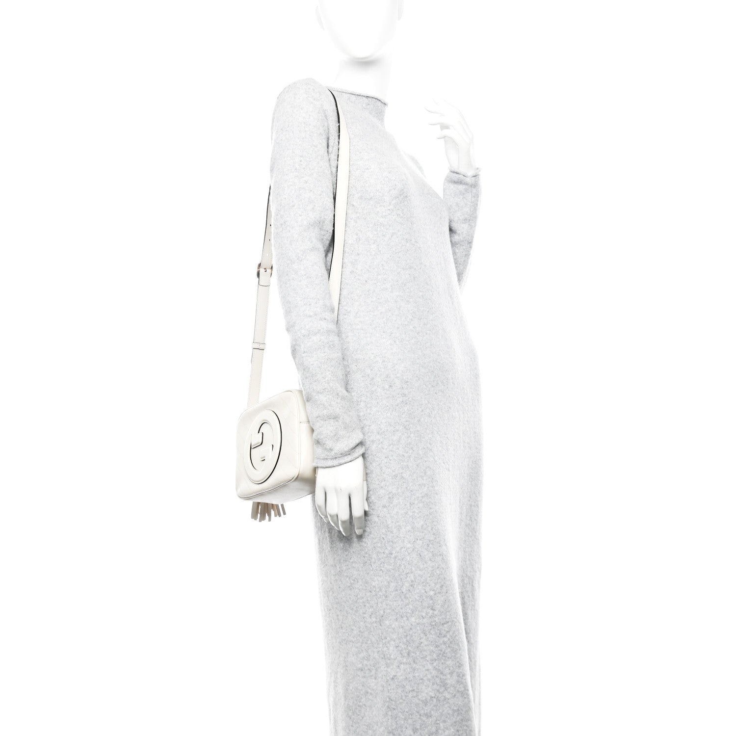 Gucci Sakai Be Green Calfskin Diagonal Stitched Small Blondie Shoulder Bag Mystic White 2 of 10