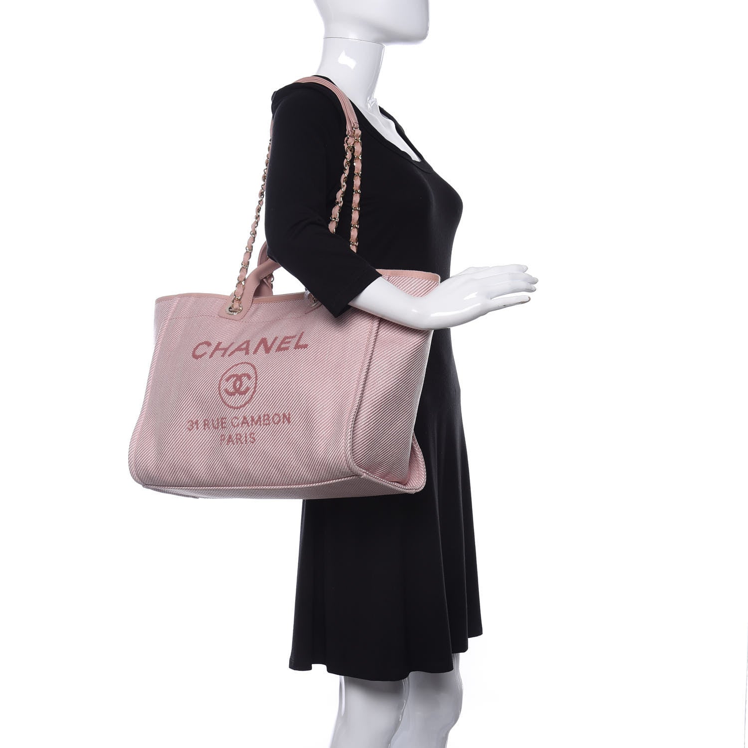 Chanel Mixed Fibers Calfskin Medium Deauville Tote Pink 2 of 10