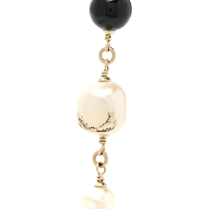 Chanel Pearl Beaded Crystal CC Long Necklace Gold Black White 6 of 6