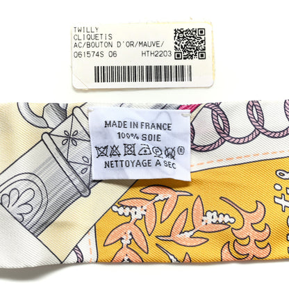 Hermes Silk Cliquetis Twilly Bouton D'Or Mauve 3 of 5