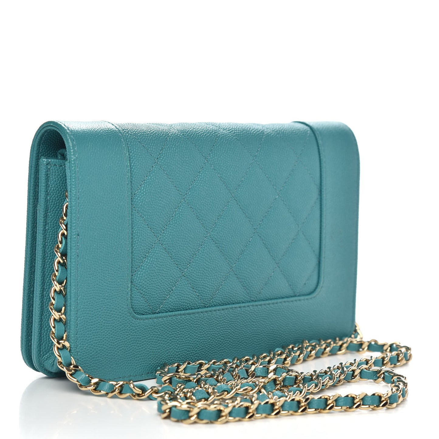 Caviar Quilted Vintage Mademoiselle Wallet On Chain WOC Turquoise