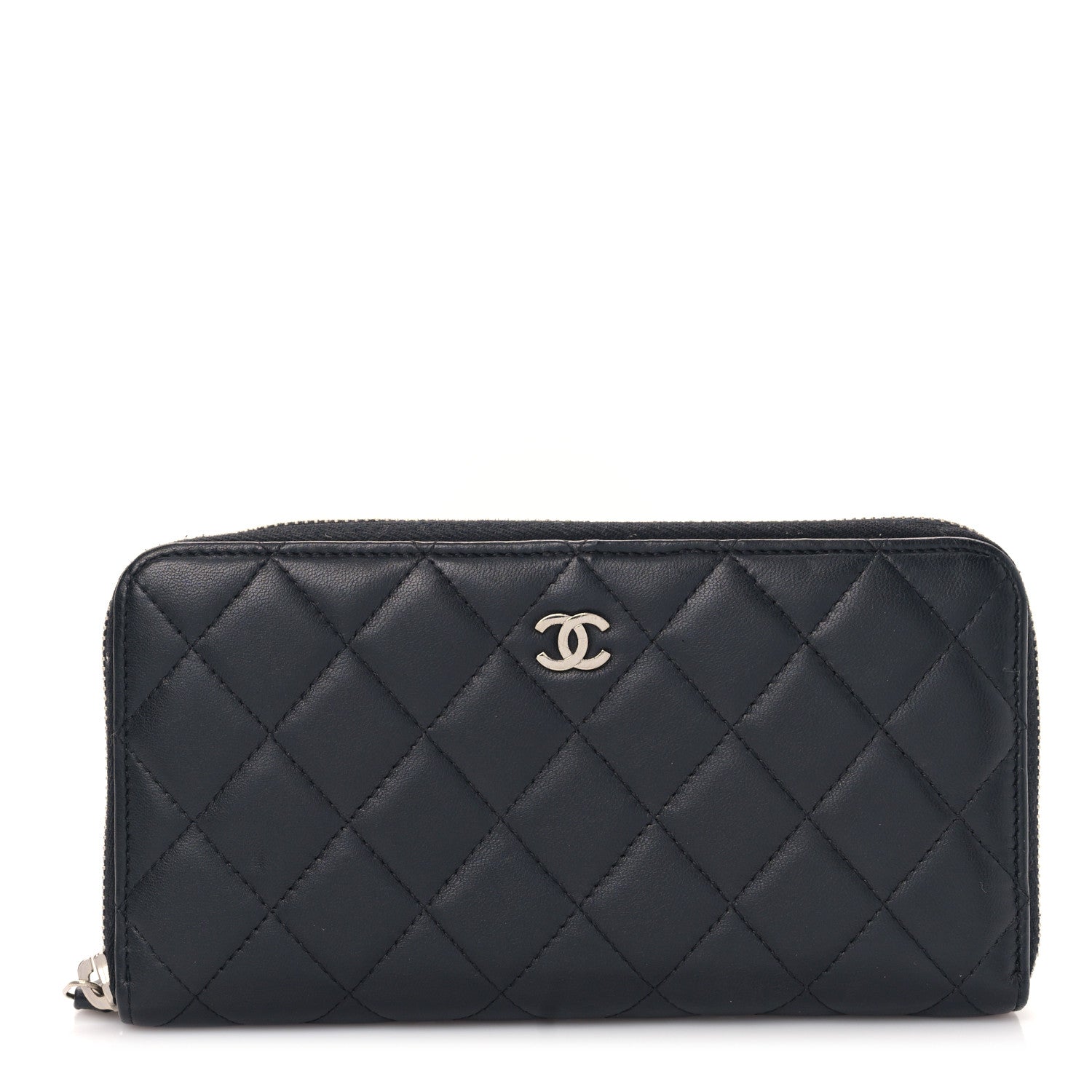Chanel Lambskin Quilted Large Gusset Zip Around Wallet Black 1 of 10