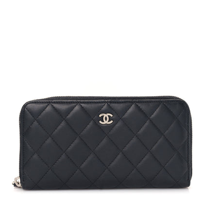 Chanel Lambskin Quilted Large Gusset Zip Around Wallet Black 1 of 10
