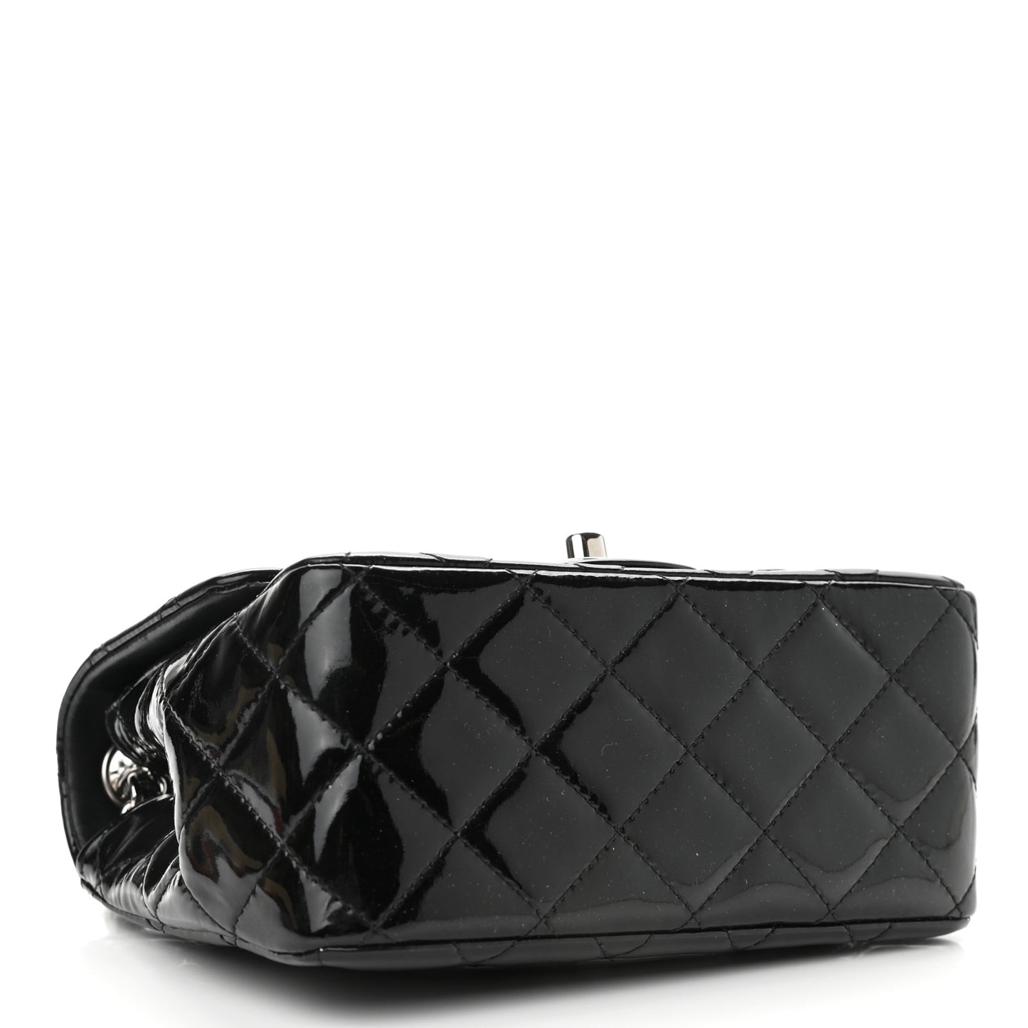 Patent Calfskin Quilted Mini Square Flap Black
