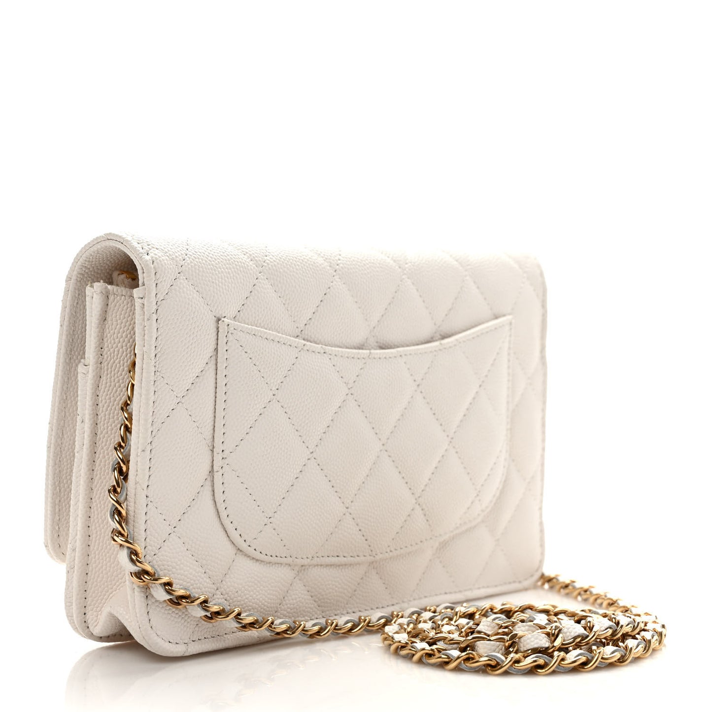 Caviar Quilted Enamel Coco Casino Wallet On Chain WOC White