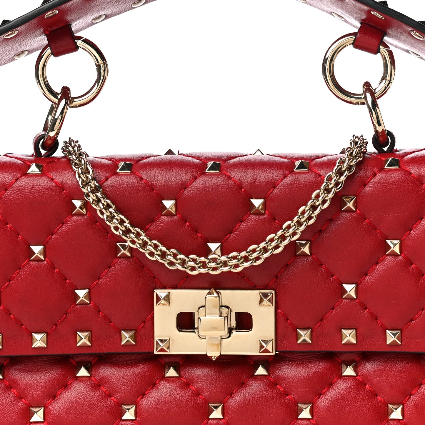Nappa Small Rockstud Spike Shoulder Bag Rosso Valentino