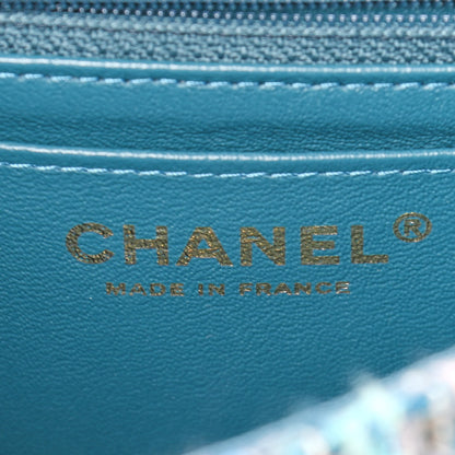 Chanel Tweed Quilted Egyptian Mini Rectangular Flap Turquoise 6 of 9