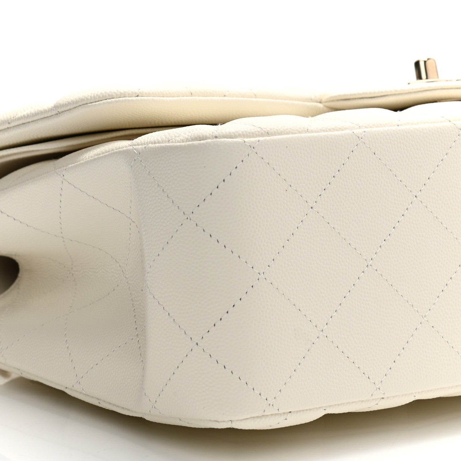 Chanel Caviar Quilted Jumbo Double Flap White 9 of 10