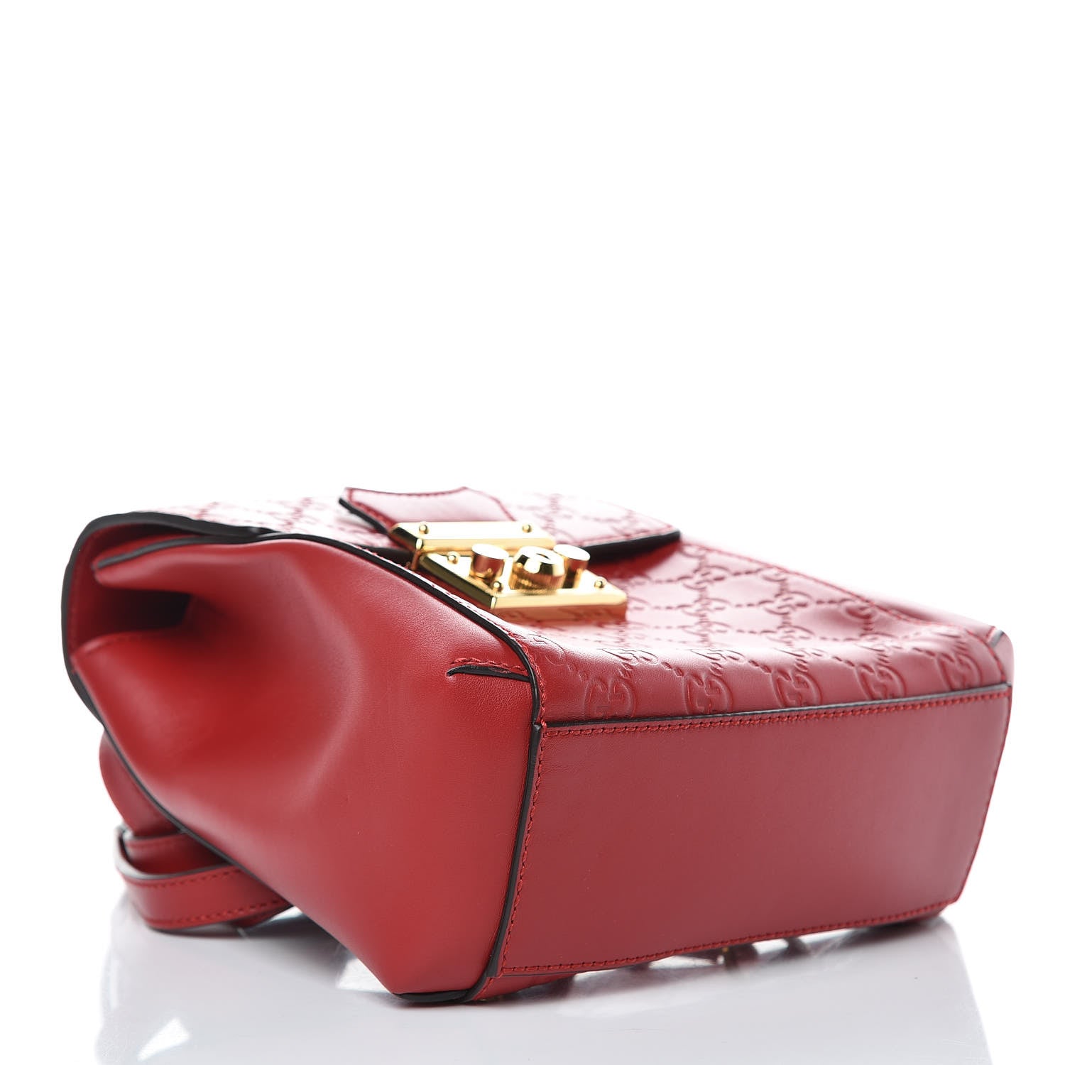 Gucci Guccissima Signature Padlock Backpack Hibiscus Red 4 of 9
