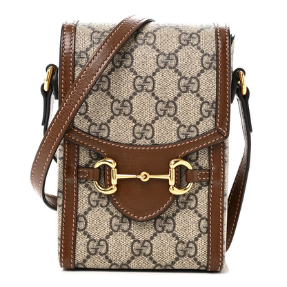 Gucci GG Supreme Monogram Mini Horsebit 1955 Crossbody Bag Beige Brown Sugar 1 of 9