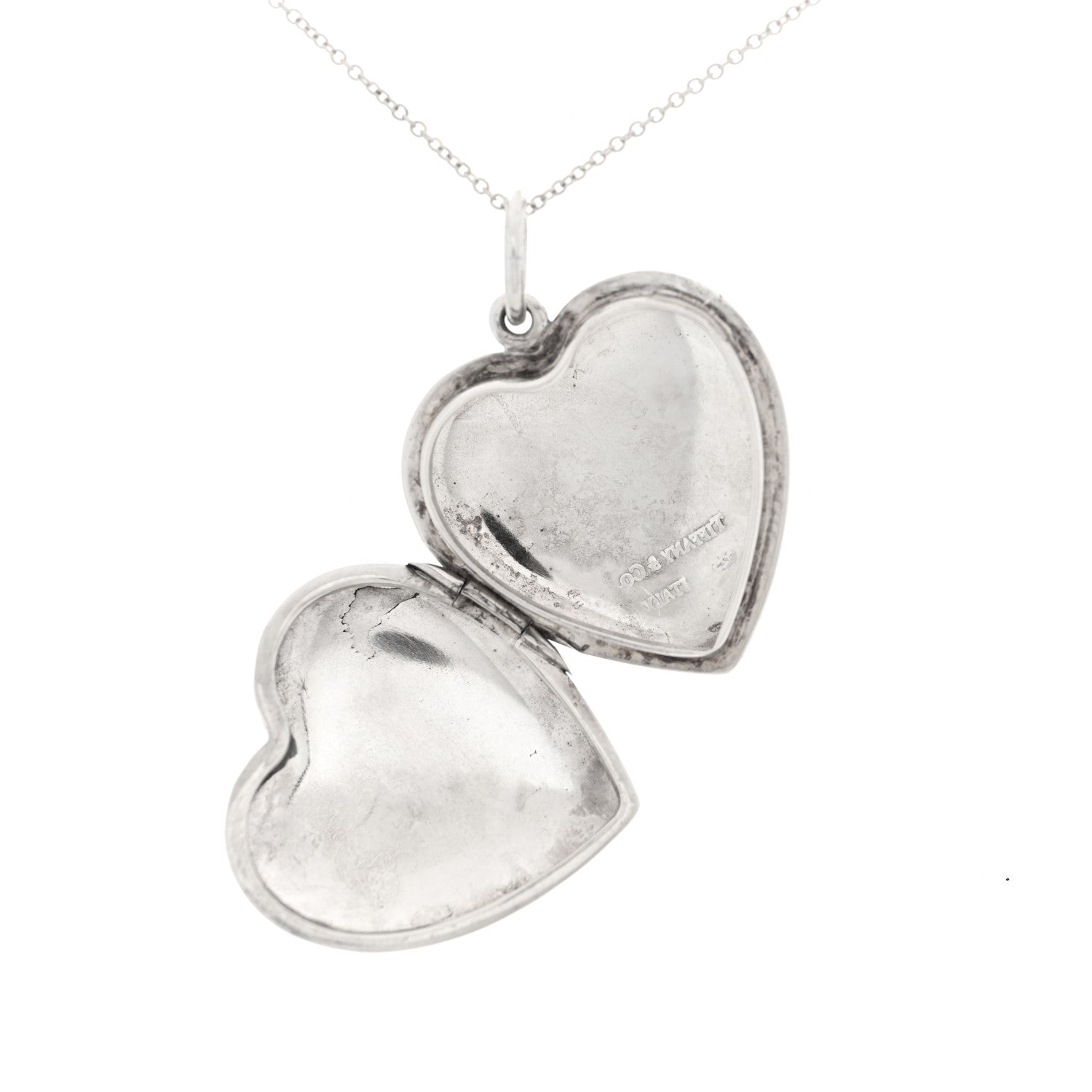 Tiffany Sterling Silver Heart Locket Pendant Necklace 4 of 6