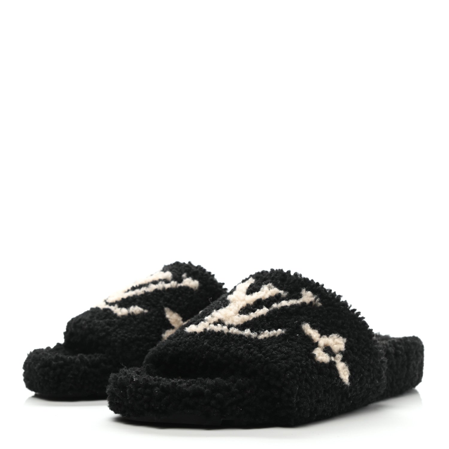 Louis Vuitton Shearling Bom Dia Flat Mules 41 Black 3 of 8