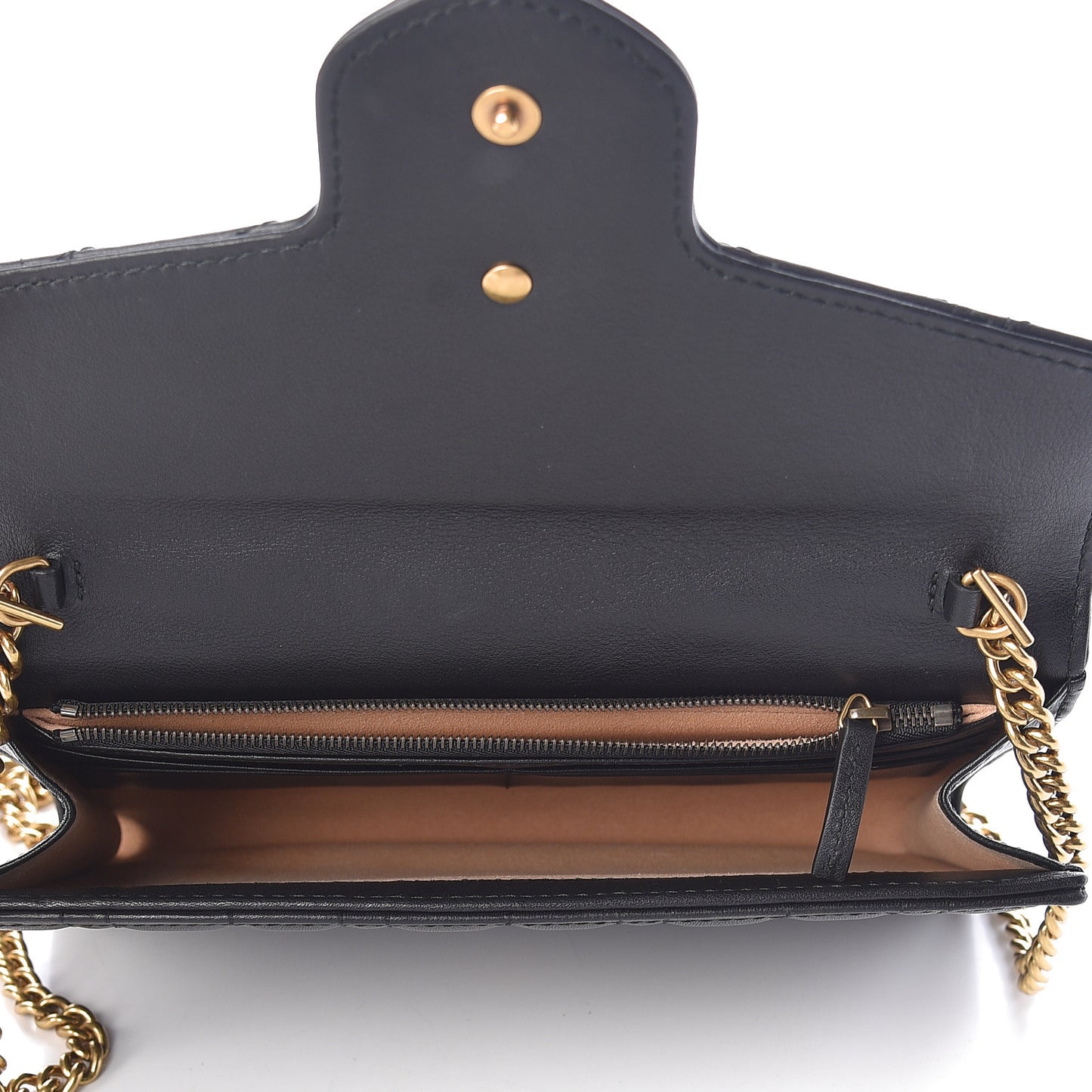 Calfskin Matelasse Mini Pearly GG Marmont Chain Wallet Black