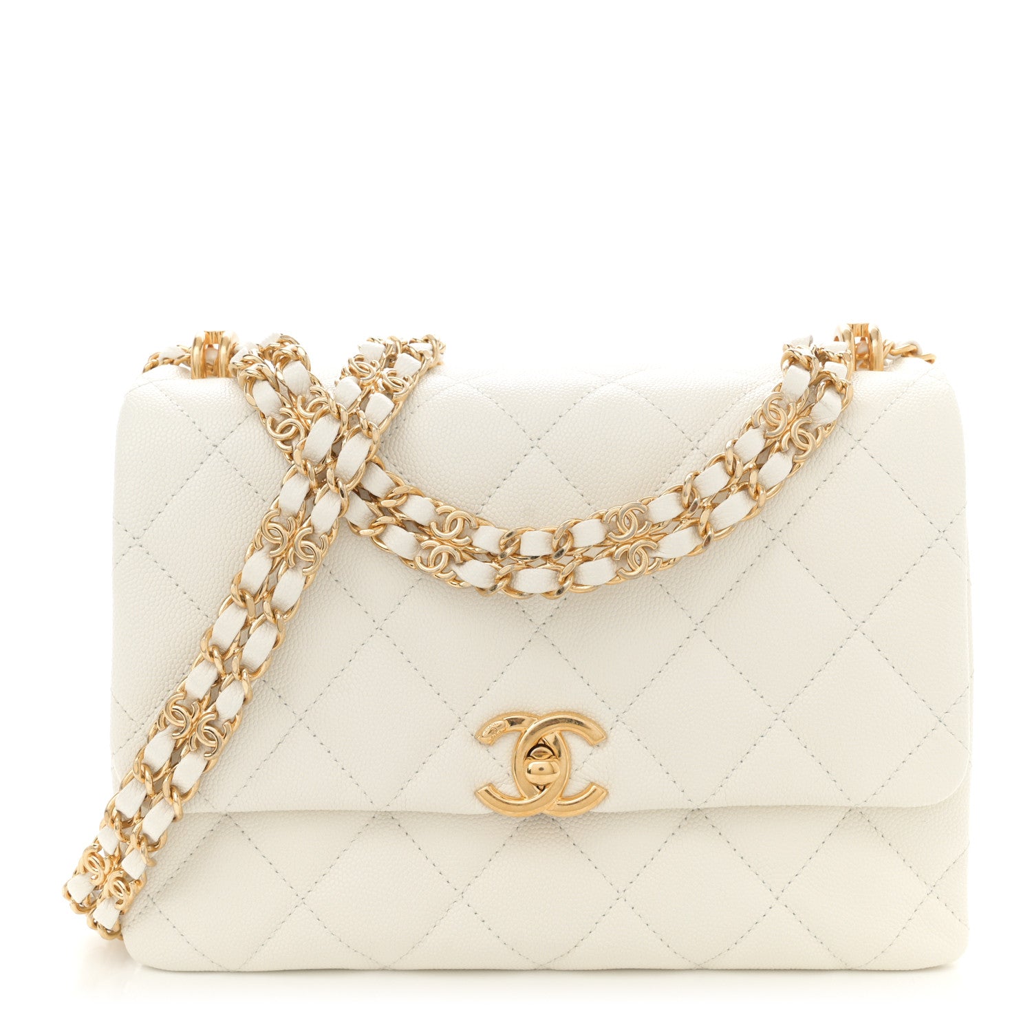 Chanel Caviar Quilted Coco First Flap White 1 of 11