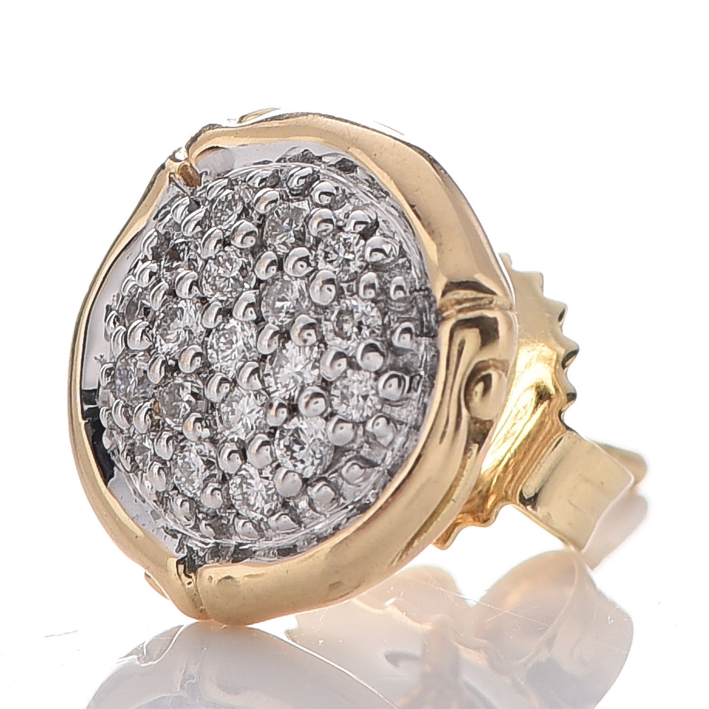 18K Yellow Gold Diamond 10mm Bamboo Earrings
