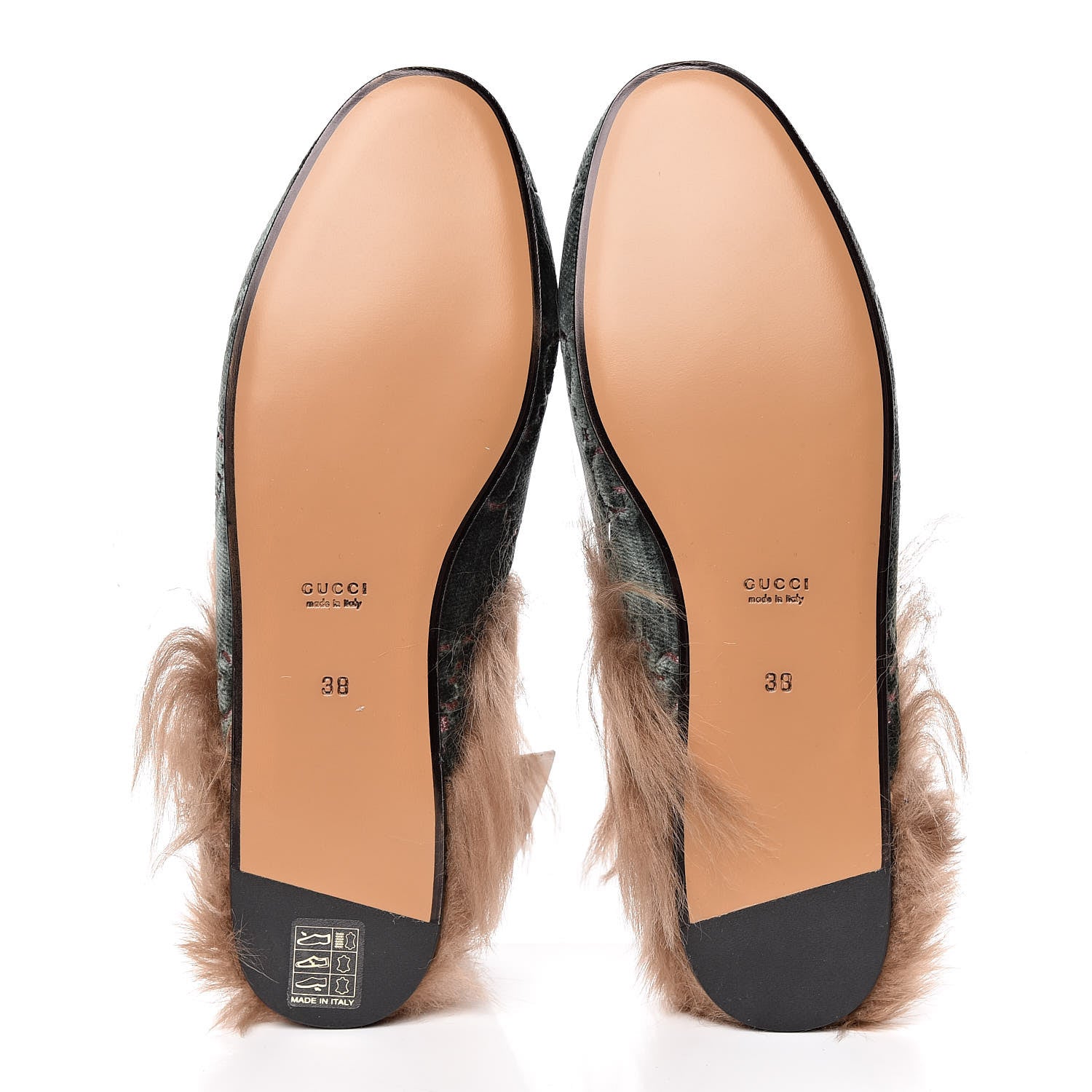 Gucci Velvet GG Monogram Fur Womens Princetown Slippers 38 Avio Dusty Pink 5 of 8